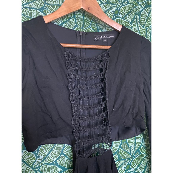 For Love & Lemons | Cutout Black Dress Lace Applique Small - Picture 2 of 6